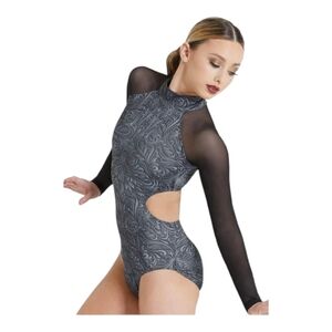 Balera Womens Blue And Black Mesh Leotard Gymnastics Cheer  Size SA